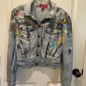 Tinseltown small paint splattered denim jean jacket